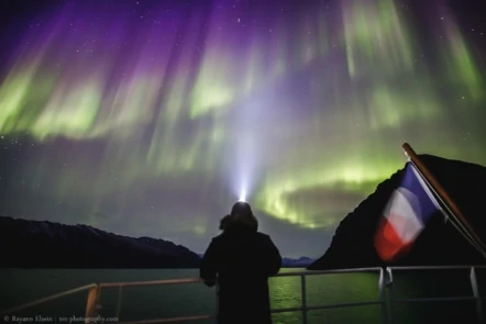 Northern lights on the Polarfront ship