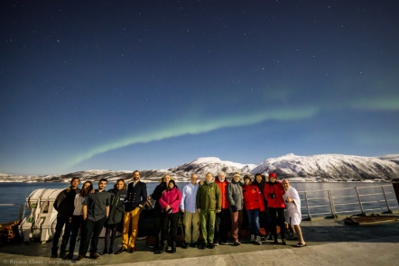 Aurores boréales après une belle observation d'orques en Norvège sur le navire Polarfront